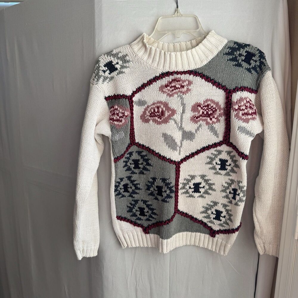 Vintage 90s Colleen’s Collectible Ramie Cotton Sweater Women’s Small Cottagecore
